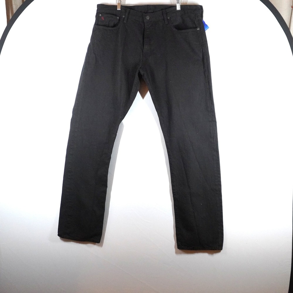Polo‎ Ralph Lauren Straight Leg Jeans Mens 37x32 Black RL Dungarees Classic Prep